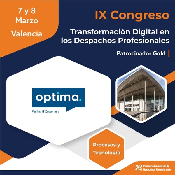 Optima patrocina el IX Congreso de Transformación Digital en los Despachos Profesionales
