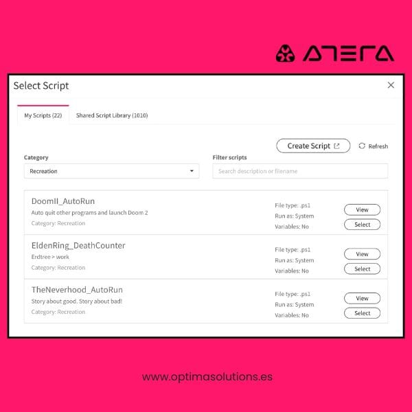 ejecucion scripts atera